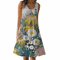Tropical Dress for Women Going Out Sleeveless Boho A-Line Holiday Dresses Graphics Parties Fancy Loungewear Clothing