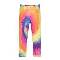 Rainbow Classic Tie Dye Leggings for Girls Stretch Pants Girls Leggings Ankle Length Leggings for Kids 4-10 Years