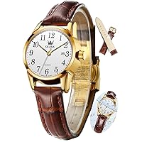 OLEVS Blue Watches for Women Easy to Read 28mm Stainless Steel Analog Silver Dial Day Date Classic Luxury Women Wristwatches with Arabic Numerals Small Ladies Watch