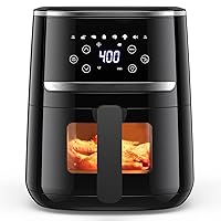 5.0 Qt Air Fryer Oven, Nonstick Cooker with Recipes, Oil Free, Electric Hot Air Fryer, Black