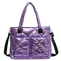 Aktudy Women Quilted Pleated Sling Bag Lar ity Quilted Tote Bag Litweit Padding Shoulr Bag