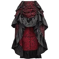 Daisy corsets Women's Red/Black Brocade Adjustable High Low Bustle Skirt