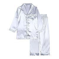 Little Baby Girls Boys Pajamas Set Satin Silk Kids Short Sleeves Sleepwear 2 Piece Button Down Classic 9 Month
