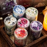 6pcs Decorative Adhesive Tapes Matte Floral PET Tape Great for Bullet Journal Supplies, Arts, Scrapbook, DIY Crafts, Planners (huahuiyanlushengkai)
