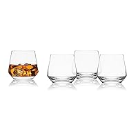 Mikasa Samantha Double Old Fashioned Rocks Whiskey Glass, Set Of 4, 14.25 Ounce, Clear