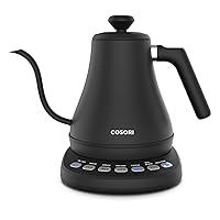 Electric Gooseneck Kettle with 5 Temperature Control Presets, Mother's Day Gift, Pour Over Kettle for Coffee & Tea, Hot Water Boiler, 100% Stainless Steel Inner Lid & Bottom, 1200W/0.8L