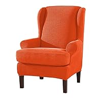 Wingback Chair Slipcover, 2 Piece Stretch Wingback Chair Covers Spandex Fabric Armchair Covers with Elastic Bottom Wingback Wingback Chair for Living Room Bedroom (Color : Q, Size : 2-Piece)