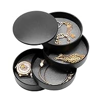 4-Tier Jewelry Organizer Box Tower Rings Earrings Storage Case Holder Necklace Bracelet Display Tray 360°Rotating Showcase （Black）