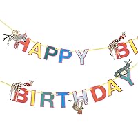 Talking Tables 3 Metre Safari Animal Themed Happy Birthday Paper Party Garland for Girls & Boys, Zoo, Eco-Friendly, Banner Madagascar, Jungle