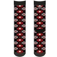 Buckle-Down Unisex-Adult's Socks Navajo Black/Gray/Red Crew, Multicolor