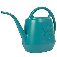 Plant Watering Can, Watering Can 1 Gallon Long Spout Watering Can, Flower Patterns Indoor Watering Can with Comfortable Handle Plastic Watering Can for Garden Plants Green