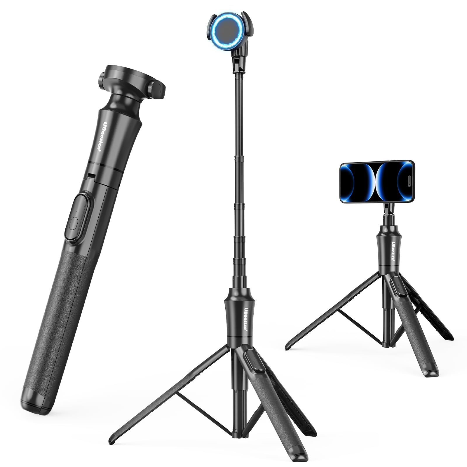UBeesize Magnetic Selfie Stick Phone Tripod with Wireless Remote, Extendable Cell Phone Tripod Stand, Compatible with MagSafe, Cellphone Tripod for iPhone 15 14 13 12 Series and Android Phones
