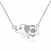 Elephant Cute 0.3ct Moissanite 925 Silver Platinum Plated Necklace 40+5cm NX038