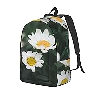 Canvas Backpack For Women Men Laptop Backpack Daisy Flower Travel Daypack Lightweight Casual Backpack