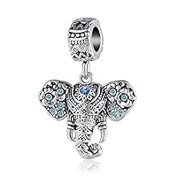 KunBead Lucky Elephant Dangle Animal Charms Compatible with Pandora Bracelets Necklace for Women
