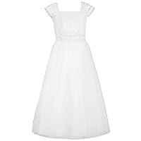 BNY Corner Holy Communion Wedding Flower Girl Dress Elegant White & Ivory Dresses