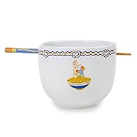 Silver Buffalo Disney Pixar Ratatouille Ceramic Ramen Dinnerware Set | Includes 20-Ounce Noodle Bowl and Wooden Chopsticks
