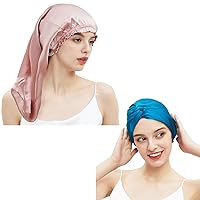 100% Mulberry Silk Hair Bonnet for Long Hair & 100% Mulberry Double Layered Silk Hair Bonnet with Kont Design