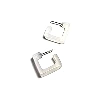 Clear Frosted Small Geometric Square Hoop Earrings - SQSM-CL-1