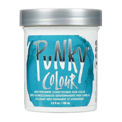 Punky Semi Permanent Conditioning Hair Color, Vegan, PPD and Paraben Free, may last for 5-40 washes, 3.5oz, Turquoise