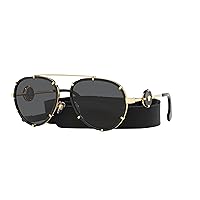 Versace VE 2232 143887 Black Metal Aviator Sunglasses Grey Lens