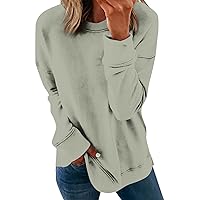 Long Sleeve Shirts for Women,Fall Outfits for Women Casual Long Sleeve Solid Plus Size T-Shirt Top Pullover
