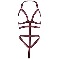 Sexy Lingerie Women Strappy Cage Bra Hollow Out Harness Bras See Through  Elastic Cupless Cage Bras Bandage Nightwear