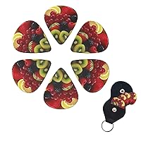 Fresh fruit Print Guitar Picks 6 Pack Guitar Plectrums with Pick Holders Bass Picks For Acoustic Guitar Bass Electric Ukulele Includes 0.46mm, 0.71mm, 0.96mm