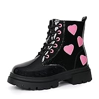 starmerx Girls Ankle Boots Lace Up Combat Boot Side Zipper Comfortable Boys Boots