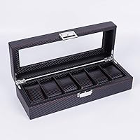 Carbon Fiber PU Leather 6 Slot Watch Box Jewelry Packaging Display Box Watch Storage Box Watch Organizer