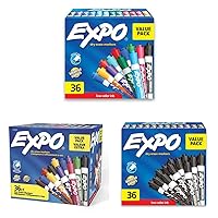 EXPO Low-Odor Dry Erase Markers, Chisel Tip, Assorted Colors & EXPO Low-Odor Dry Erase Markers, Chisel Tip & EXPO Low Odor Dry Erase Markers, Chisel Tip, Black