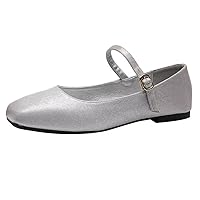 TN TANGNEST Women's Bowknot Ballet Flats Elegant Square Toe Mary Jane Flats One Line Strap Dress Flats