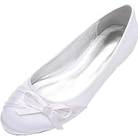 Womens Wedding Flats with Bow Round Toe Slip On Fashion Bridal Dress Evening Shoes