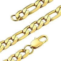 GOLDCHIC JEWELRY Figaro Chain Necklace for Men, Classic Chunky Miami Chains in 316L Stainless Steel/18K Gold Plated/Black Plated, 3MM/6MM/9MM Width, 14-30 inch Length