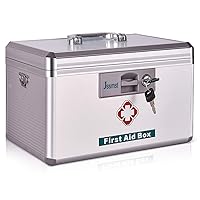 Jssmst Locking Medicine Box - New Version First Aid Box Emergency Medicine Case, Non-metal Boxes with Drugs Storage, 13.8 x 8.5 x 8.2 Inches, New(MC14023)