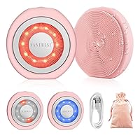 Sonic Facial Cleansing Brush - Silicone Face Scrubber Exfoliator Electric Face Cleansing Brush USB Rechargeable Heat Waterproof Travel Pouch