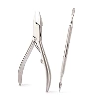 Simply Foot Ingrown Toenail Kit – Includes Stainless Steel Toenail Nipper and Stainless Steel Dual-Ended File – Easy to Use Foot Care Tools – for Men and Women – Silver – 2 Piece Set