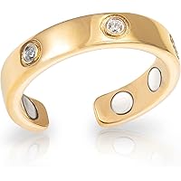 MagnetRX® Magnetic Ring Women - Elegant Crystal Ring - Magnet Rings Women (Gold | Ring Size: 10)