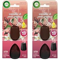 Air Wick Essential Mist Refill, 1 ct, Vanilla and Pink Papaya, Essential Oils Diffuser, Air Freshener (Pack of 2)