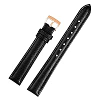 Cowhide Ladies Watch Band 10mm 12mm 14mm 16mm 18mm Universal Genuine Leather Watchbands (Color : Black Rose Gold, Size : 18mm)