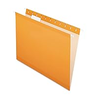 Pendaflex Reinforced Hanging File Folders, Letter Size, Orange, 1/5 Cut, 25/BX (4152 1/5 ORA)
