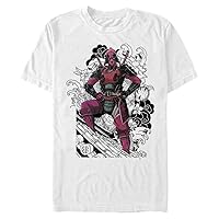 Marvel Big & Tall Classic Deadpool Dragon Men's Tops Short Sleeve Tee Shirt, White, 4X-Large