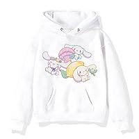 Cute Cinnamoroll Graphic Brushed Hooded Tops,Little Kids Comfy Pullover Hoody-Casual Winter Sweatshirt with Pocket