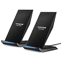 Fast Wireless Charger, [2 Pack] NANAMI Qi Certified Wireless Charging Stand Compatible iPhone 15/14/13/12/11 Pro/XS Max/XR/8, Samsung Galaxy S24/S23/S22/S21/S20/S10/S9/Note 20/10 and Qi-Enabled Phone