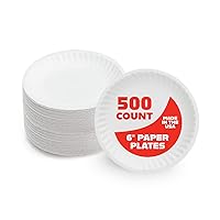 Hygloss Products Paper Plates - ‎Uncoated White Plate - Use for Foodware, Events, Activities, Crafts Projects and More - Environmentally Friendly - Recyclable and Disposable - 6-Inches - 500 Pack