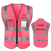 High Reflective Visibility Safety Vest Custom Your Logo Safety Workwear with Reflective Strips and Pockets