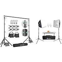 Julius Studio [Enhanced Heavy Duty] 10.1 x 8 ft. (W x H) Backdrop Stand Background Support / [2 Set] 16 x 16 inch Softbox LED Lighting Reflector Kit - Bundle