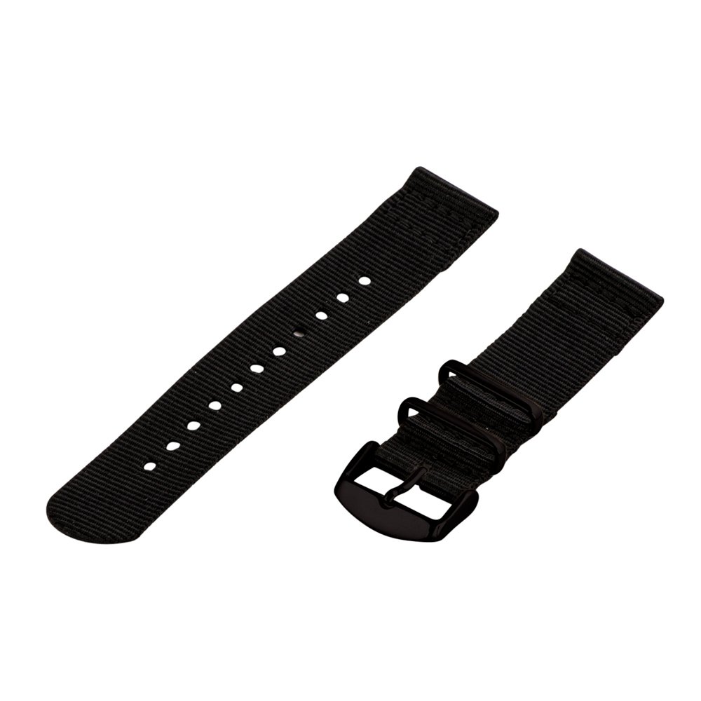 Clockwork Synergy - 21mm 2 Piece Classic Nato PVD Nylon Black Replacement Watch Strap Band
