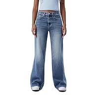 PacSun Women's Eco Two-Tone Mid Rise Baggy Jeans
