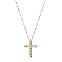 Round Gemstone or Diamond Cross Pendant with 18 inch Chain for Her in Gold